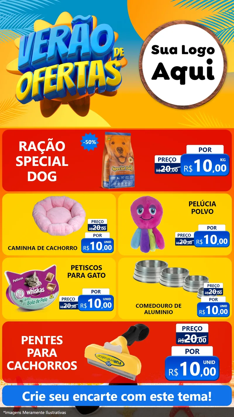 Modelo de TV para TV Vertical com o tema Verão de Ofertas para Pet Shop