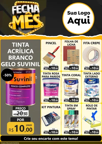 Modelo de Encarte para Encarte A4 Vertical com o tema Fecha Mês para Tintas e Ferramentas