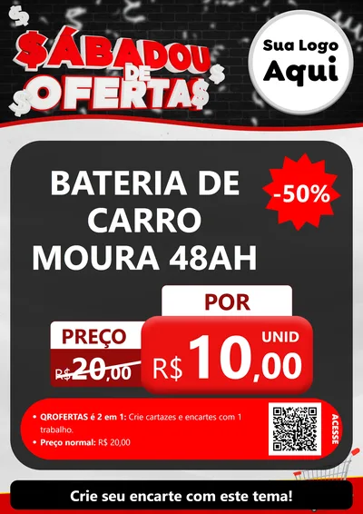 Modelo de Cartaz para Cartaz A4 Vertical com o tema Sabadou de Ofertas para Baterias Elétricas