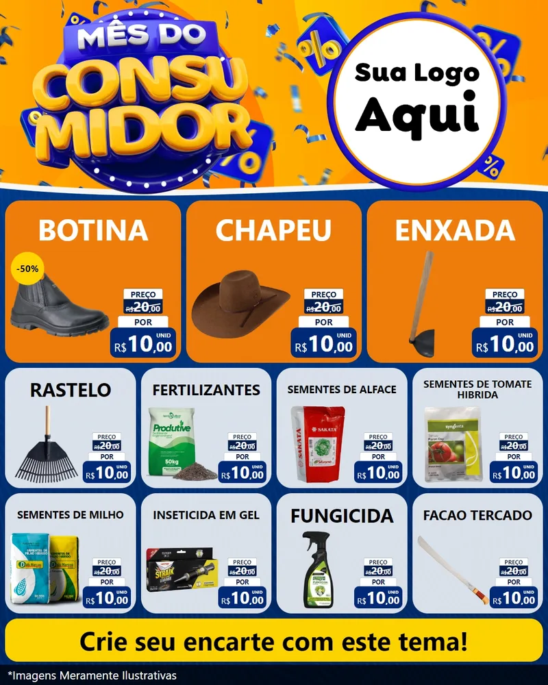 Modelo de Rede Social para Feed Instagram com o tema Mês do Consumidor para Agropecuária