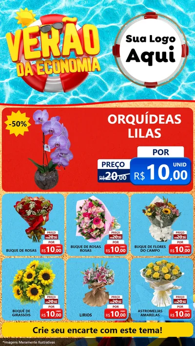 Modelo de Rede Social para Stories com o tema Verão da Economia para Floricultura e jardim