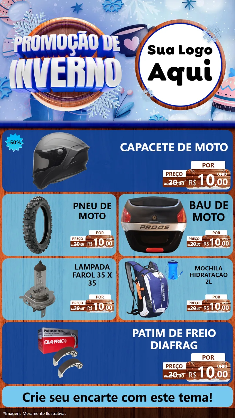 Modelo de TV para TV Vertical com o tema Promoção de Inverno para Moto peças
