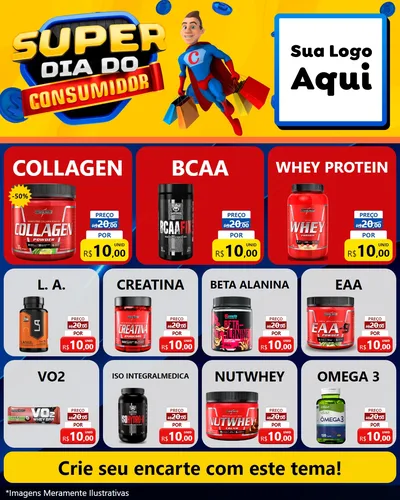 Modelo de Rede Social para Feed Instagram com o tema Super Dia do Consumidor para Suplementos alimentares