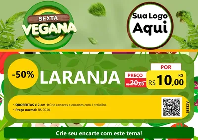 Modelo de Cartaz para Cartaz A4 Horizontal com o tema Sexta Vegana para Hortifrúti