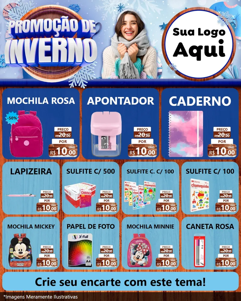 Modelo de Rede Social para Feed Instagram com o tema Promoção de Inverno para Papelaria