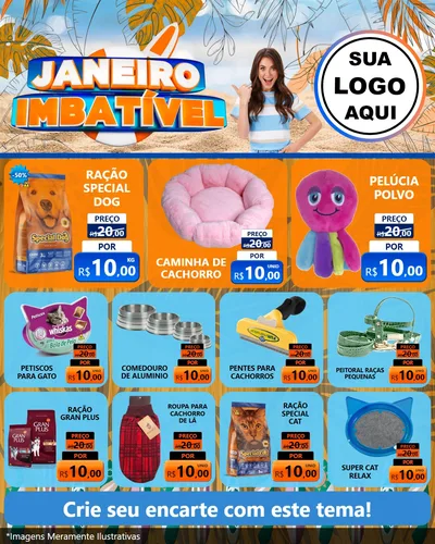 Modelo de Rede Social para Feed Instagram com o tema Janeiro Imbatível para Pet Shop