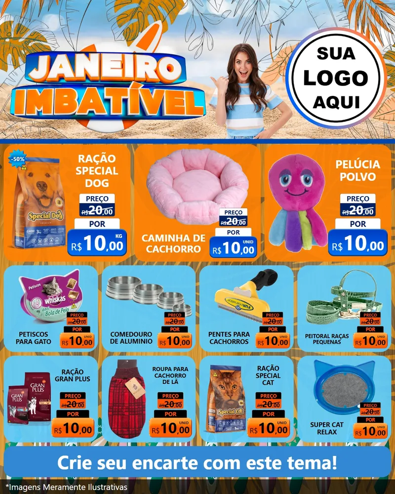 Modelo de Rede Social para Feed Instagram com o tema Janeiro Imbatível para Pet Shop