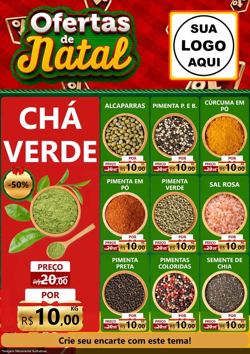 Modelo de Encarte para Encarte A4 Vertical com o tema Ofertas de Natal para Produtos Naturais