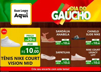 Modelo de Encarte para Encarte A4 Horizontal com o tema Dia do Gaúcho para Calçados