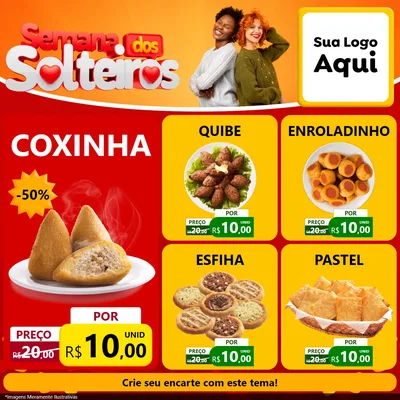 Modelo de Rede Social para Feed Facebook com o tema Semana dos Solteiros para Salgadaria