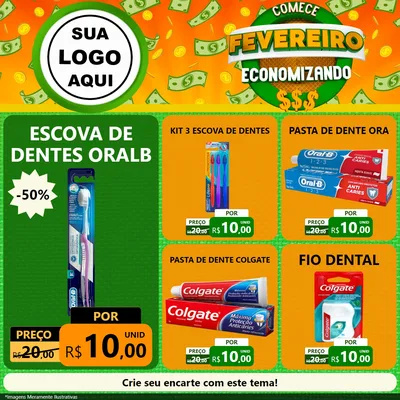 Modelo de Rede Social para Feed Facebook com o tema Comece Fevereiro Economizando para Higiene Pessoal