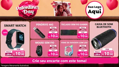 Modelo de TV para TV Horizontal com o tema Valentine's Day para Informática