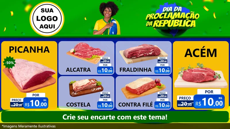 Modelo de TV para TV Horizontal com o tema Dia Da Proclamação Da República para Açougue