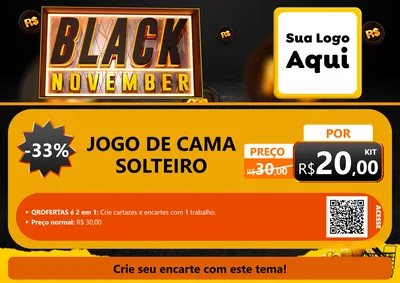 Modelo de Cartaz para Cartaz A4 Horizontal com o tema Black November para Cama, Mesa e Banho