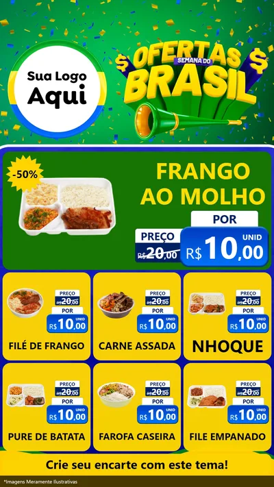 Modelo de Rede Social para Stories com o tema Ofertas Semana do Brasil para Restaurante