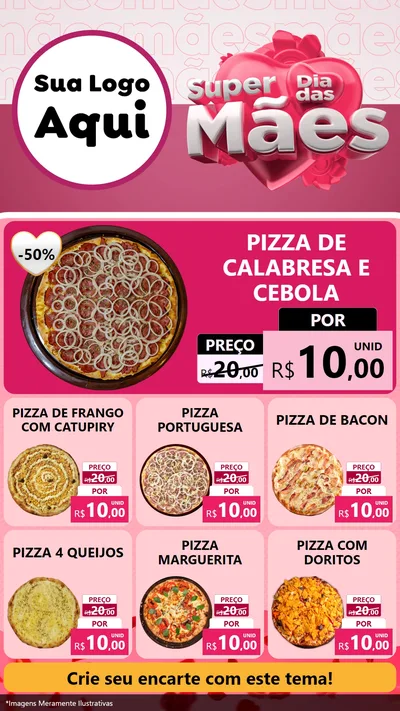 Modelo de Rede Social para Stories com o tema Super Dia Das Mães para Pizzaria