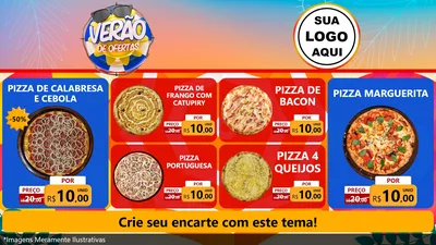 Modelo de TV para TV Horizontal com o tema Verão de Ofertas para Pizzaria