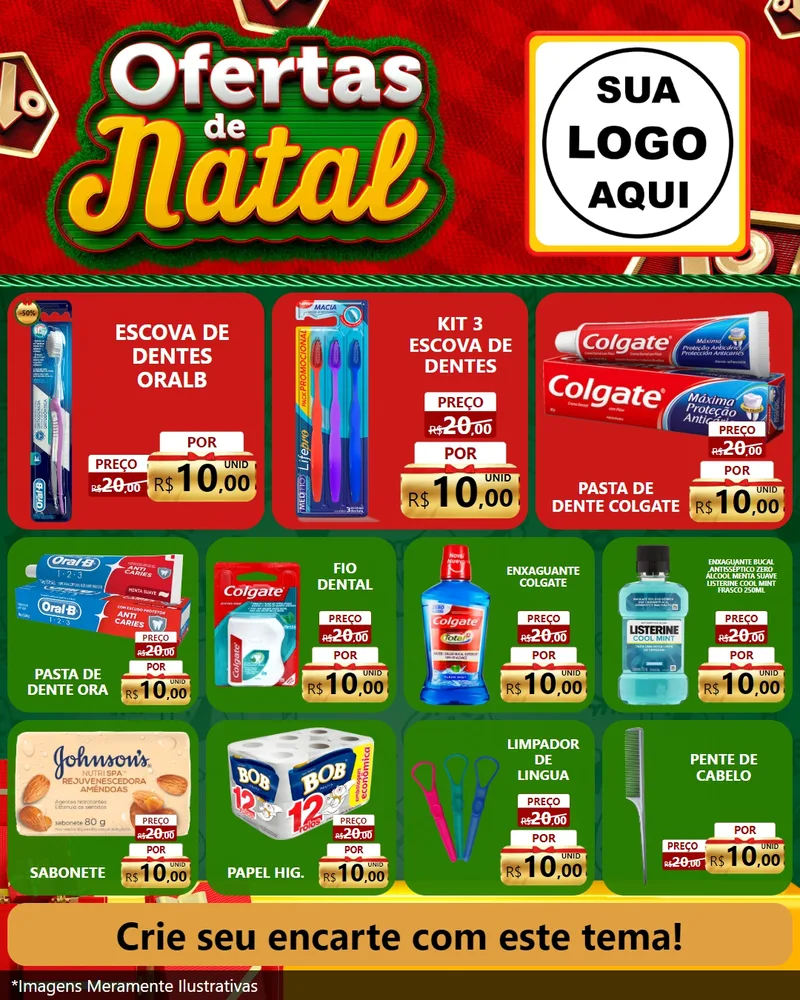 Modelo de Rede Social para Feed Instagram com o tema Ofertas de Natal para Higiene Pessoal