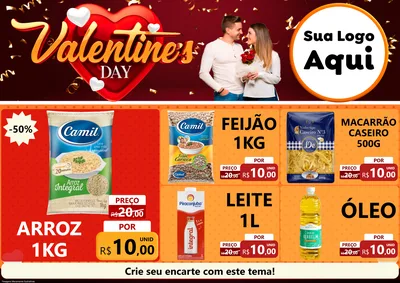 Modelo de Encarte para Encarte A4 Horizontal com o tema Valentine's Day para Supermercado