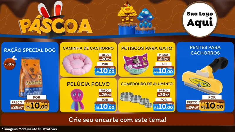 Modelo de TV para TV Horizontal com o tema Páscoa para Pet Shop