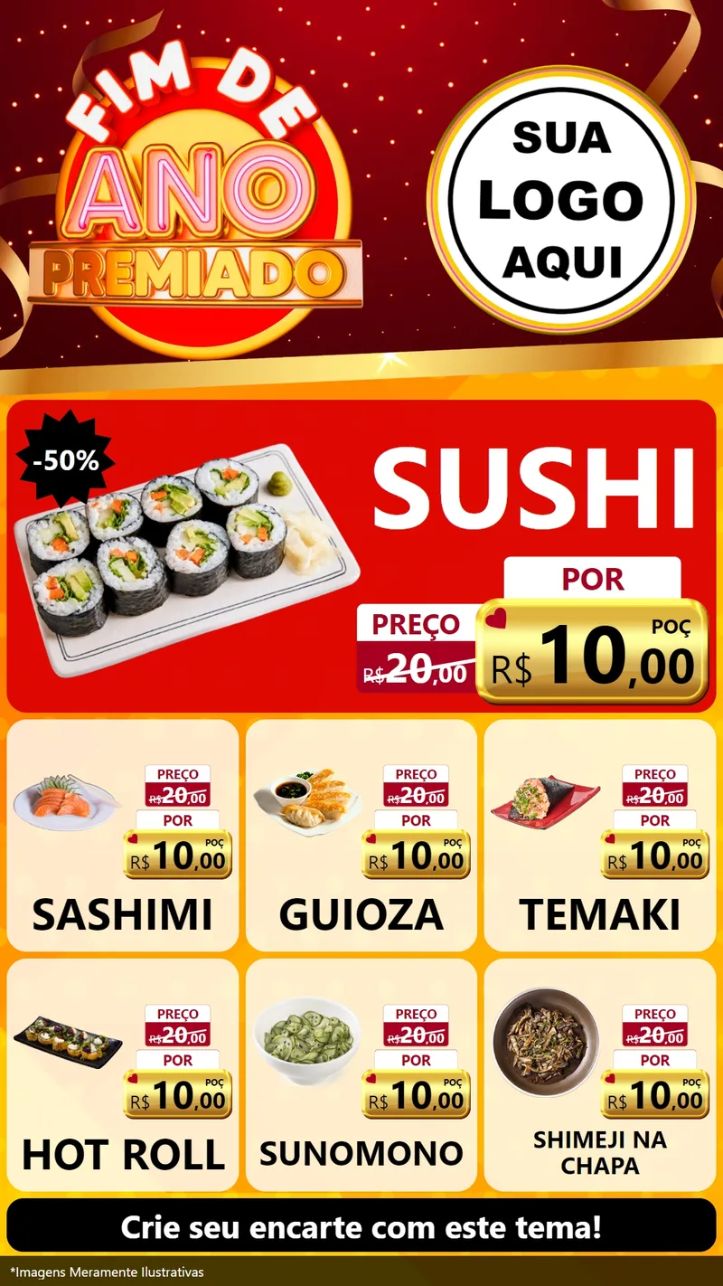 Modelo de Rede Social para Stories com o tema Fim de Ano Premiado para Comida japonesa