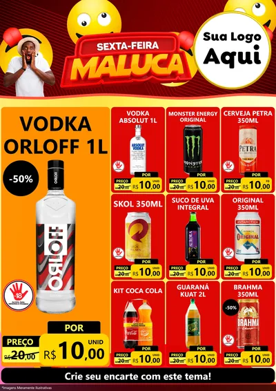 Modelo de Encarte para Encarte A4 Vertical com o tema Sexta-feira Maluca para Distribuidora de bebidas