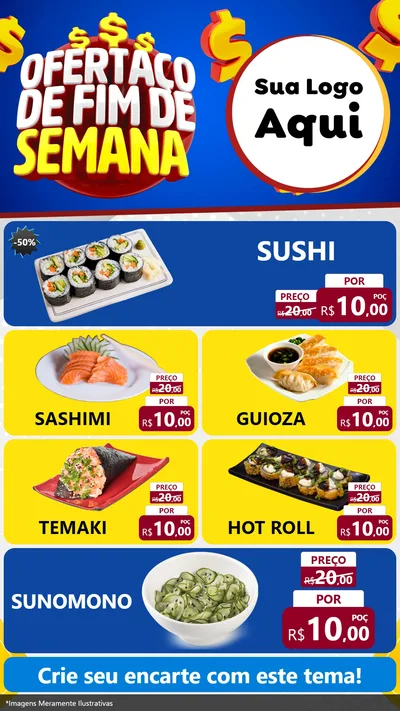 Modelo de TV para TV Vertical com o tema Ofertaço de Fim de Semana para Comida japonesa