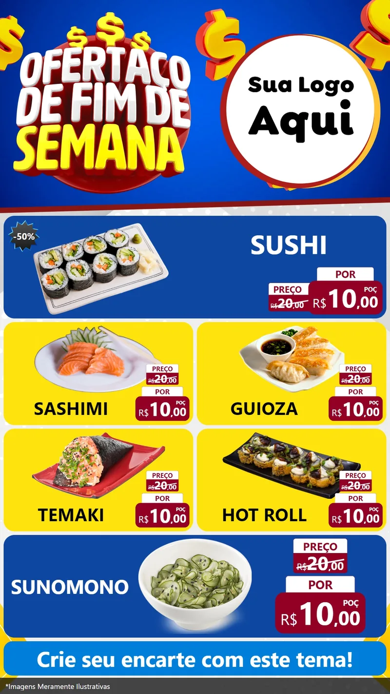 Modelo de TV para TV Vertical com o tema Ofertaço de Fim de Semana para Comida japonesa