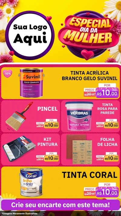 Modelo de TV para TV Vertical com o tema Especial Dia da Mulher para Tintas e Ferramentas