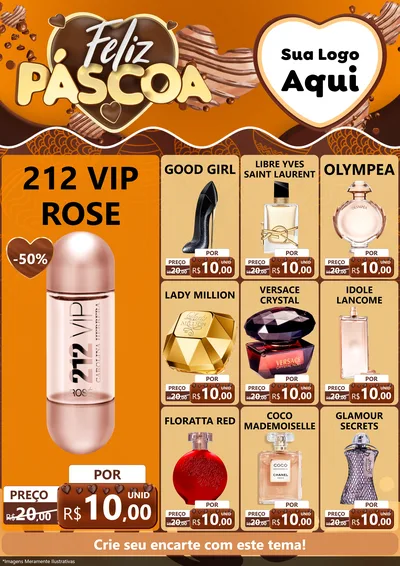 Modelo de Encarte para Encarte A4 Vertical com o tema Feliz Páscoa para Perfumes