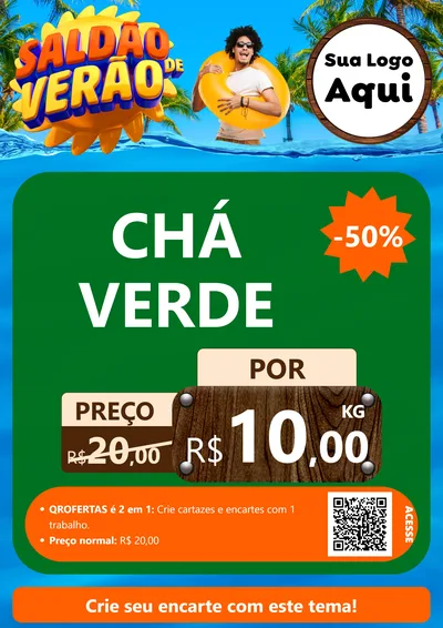 Modelo de Cartaz para Cartaz A4 Vertical com o tema Saldão de Verão para Produtos Naturais