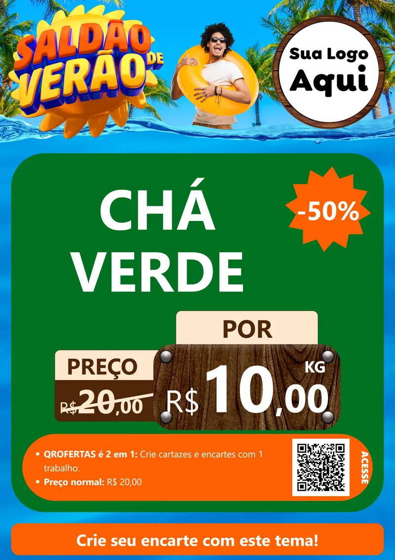 Modelo de Cartaz para Cartaz A4 Vertical com o tema Saldão de Verão para Produtos Naturais