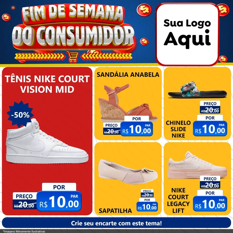 Modelo de Rede Social para Feed Facebook com o tema Fim de Semana do Consumidor para Calçados