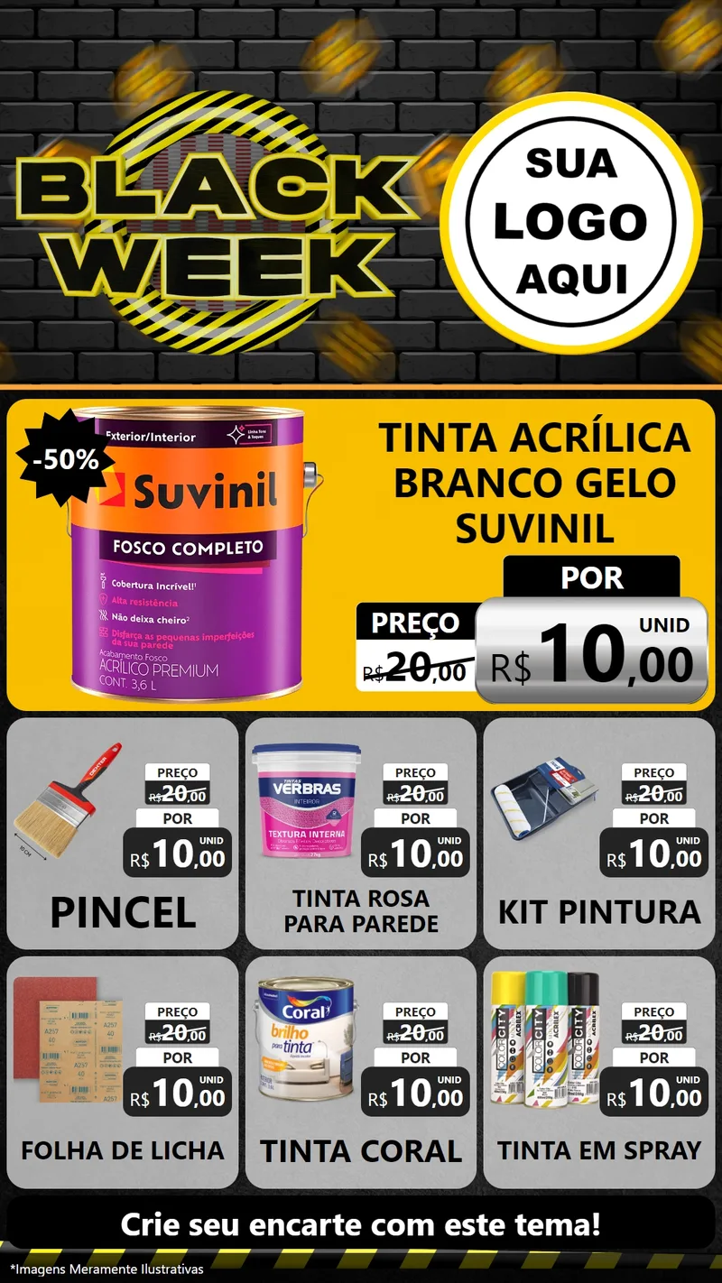 Modelo de Rede Social para Stories com o tema Black Week para Tintas e Ferramentas