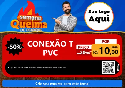 Modelo de Cartaz para Cartaz A4 Horizontal com o tema Semana Queima de Estoque para Tubos e conexões