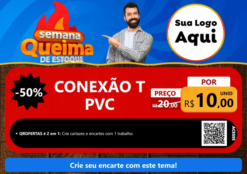 Modelo de Cartaz para Cartaz A4 Horizontal com o tema Semana Queima de Estoque para Tubos e conexões