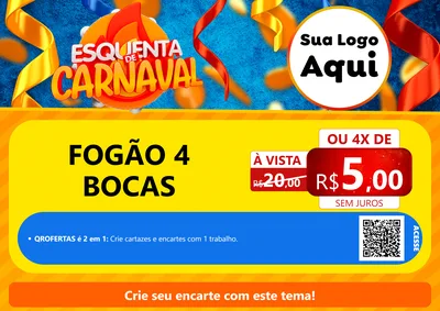 Modelo de Cartaz para Cartaz A4 Horizontal com o tema Esquenta de Carnaval para Móveis e Eletro
