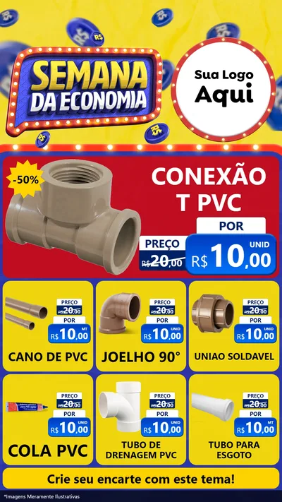 Modelo de Rede Social para Stories com o tema Semana da Economia para Tubos e conexões