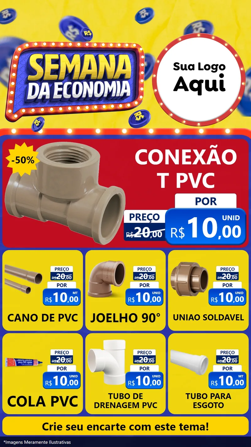 Modelo de Rede Social para Stories com o tema Semana da Economia para Tubos e conexões