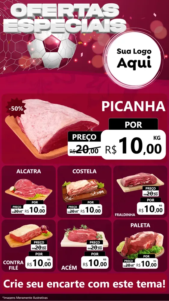 Modelo de Rede Social para Stories com o tema Ofertas Especiais - Futebol para Açougue