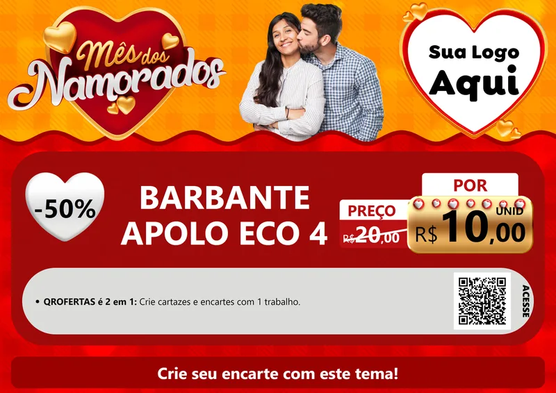 Modelo de Cartaz para Cartaz A4 Horizontal com o tema Mês dos Namorados para Armarinho e Aviamentos