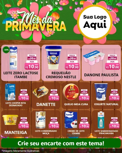 Modelo de Rede Social para Feed Instagram com o tema Mês da Primavera para Frios e Laticínios