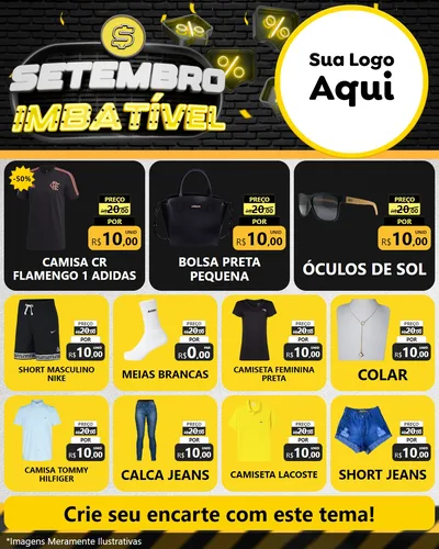 Modelo de Rede Social para Feed Instagram com o tema Setembro Imbatível para Roupas e acessórios