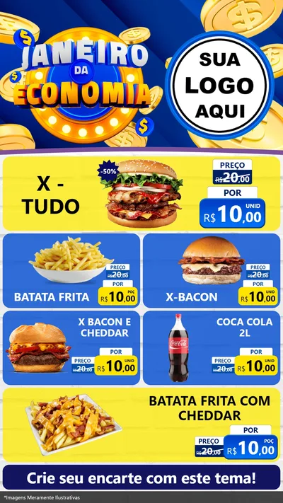 Modelo de TV para TV Vertical com o tema Janeiro da Economia para Hamburgueria
