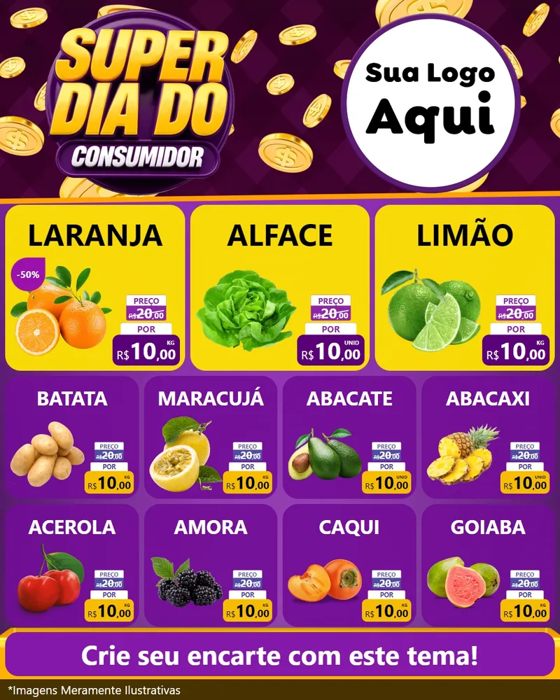 Modelo de Rede Social para Feed Instagram com o tema Super Dia do Consumidor para Hortifrúti