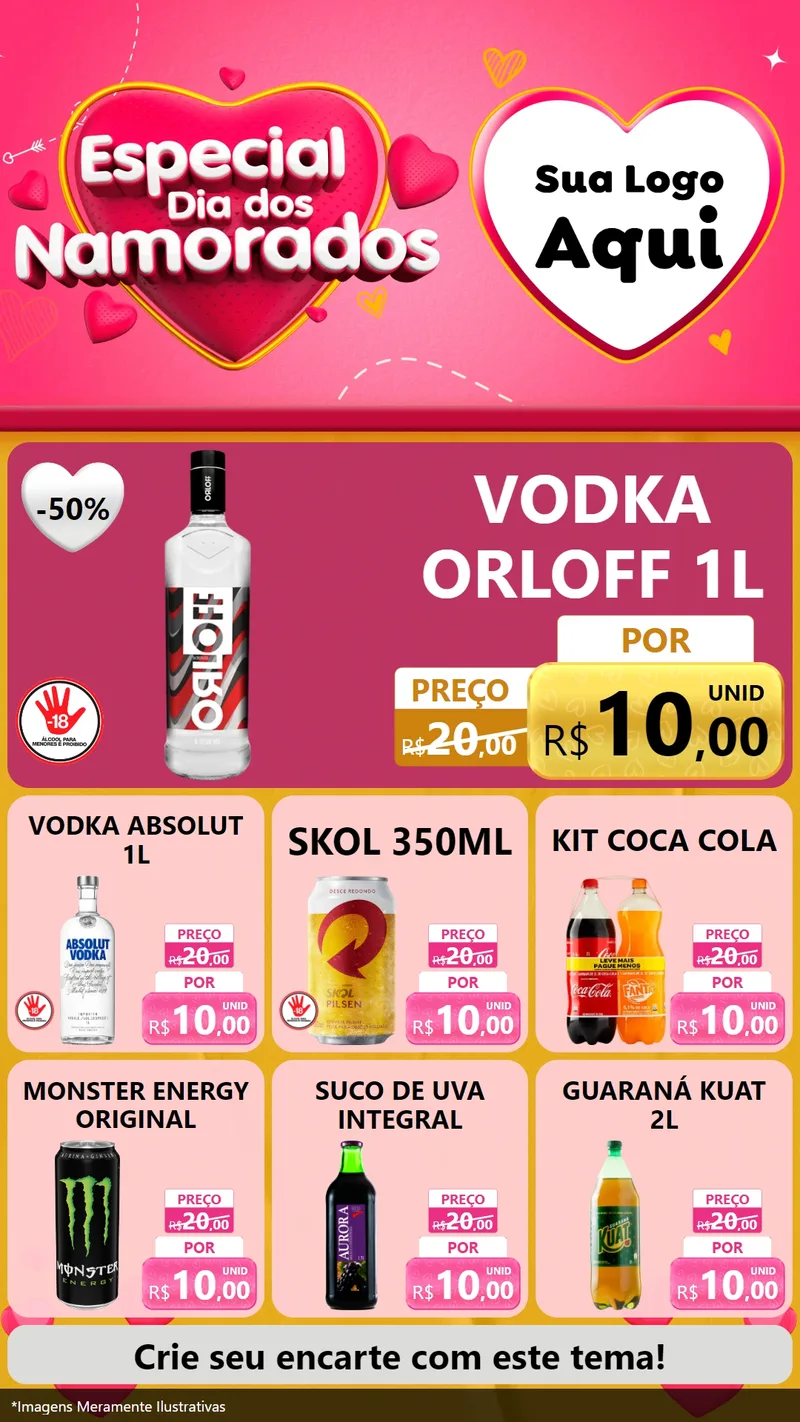 Modelo de Rede Social para Stories com o tema Especial Dia dos Namorados para Distribuidora de bebidas