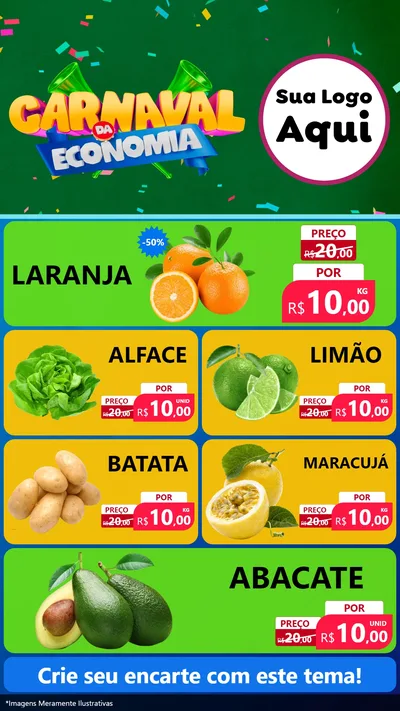 Modelo de TV para TV Vertical com o tema Carnaval da Economia para Hortifrúti
