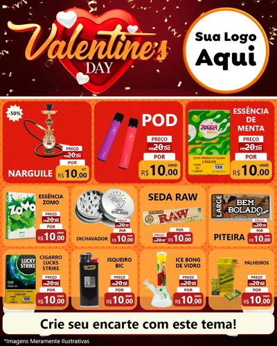 Modelo de Rede Social para Feed Instagram com o tema Valentine's Day para Tabacaria