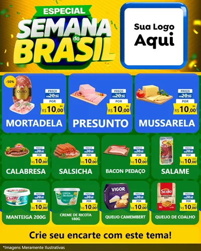 Modelo de Rede Social para Feed Instagram com o tema Especial Semana do Brasil para Frios e Laticínios