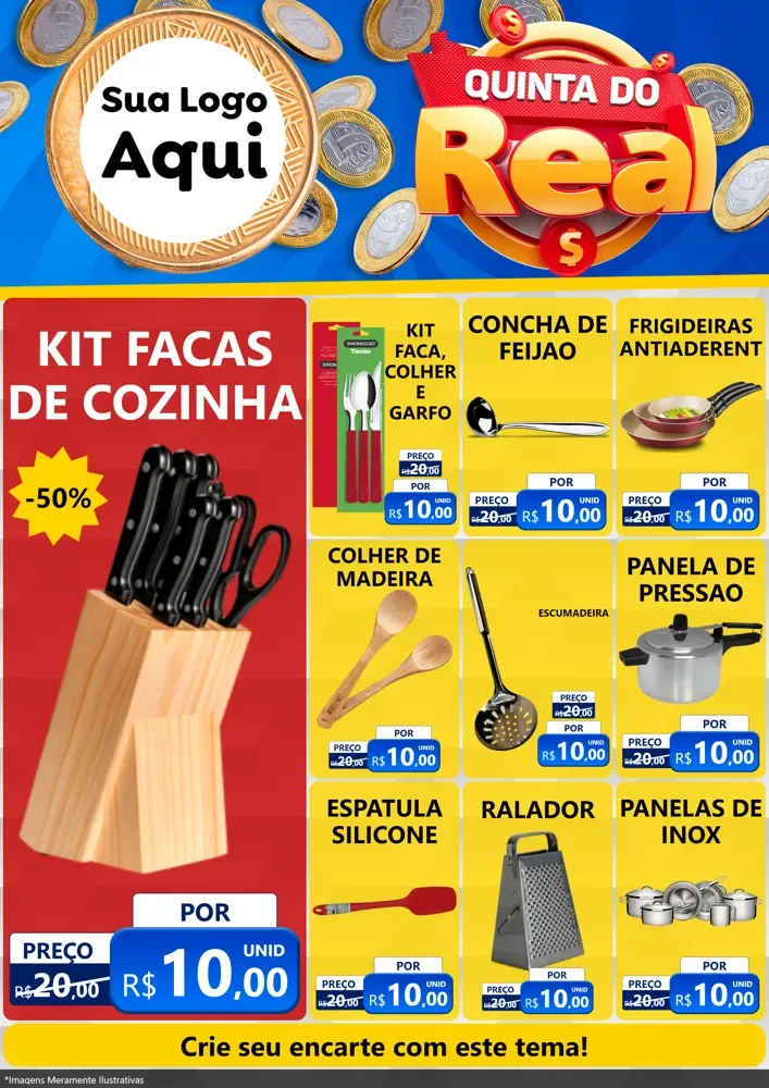 Modelo de Encarte para Encarte A4 Vertical com o tema Quinta do Real para Utilidades Domésticas